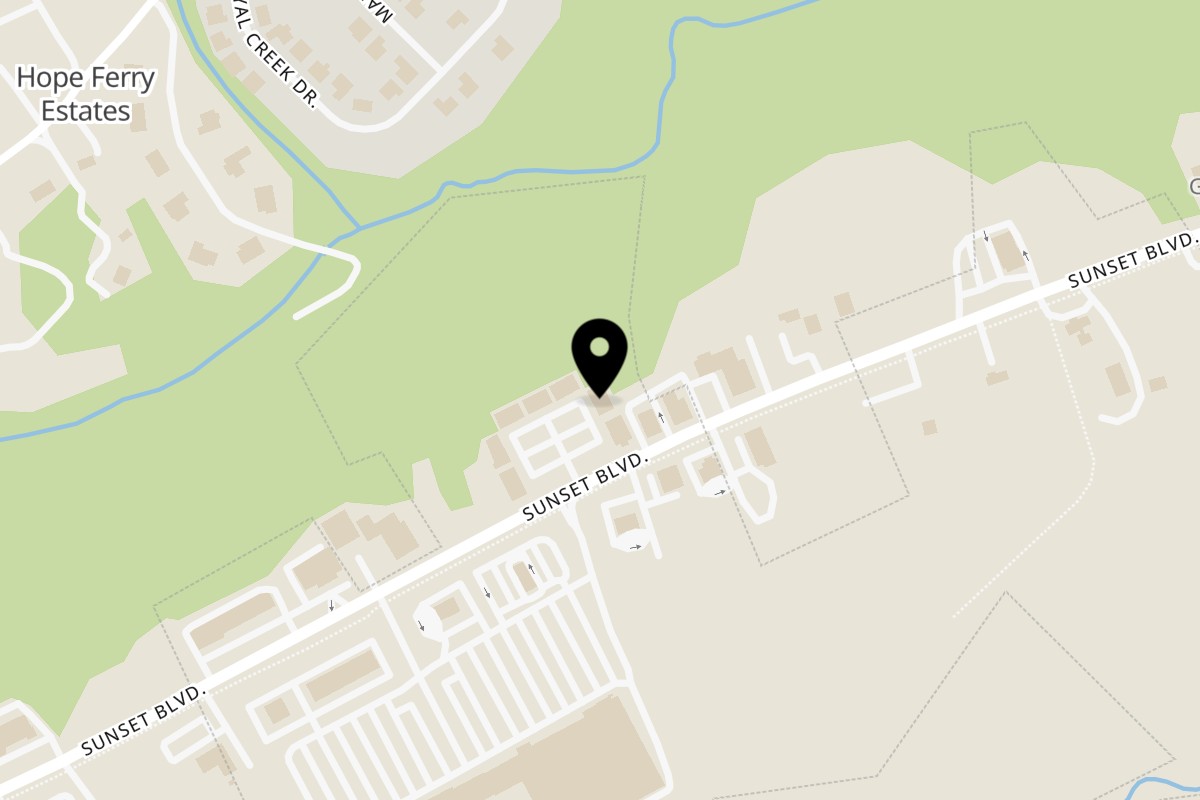 Map showing the location of Vedha Indian Cafe on 5076 Sunset Blvd A in Lexington